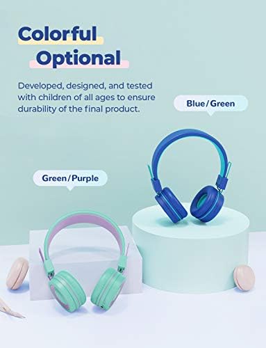 ICLEVER [2 חבילה] HS14 אוזניות לילדים ו- BTH02 אוזניות Bluetooth לילדים, סרטי ראש מתאים לניתוח עם שיתוף נפח